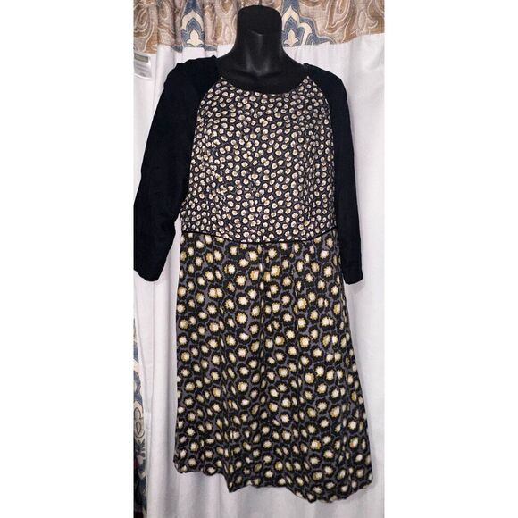 Beautiful Boden floral color block henley swing skater dress 2/3 sleeve size 10L - Picture 2 of 7